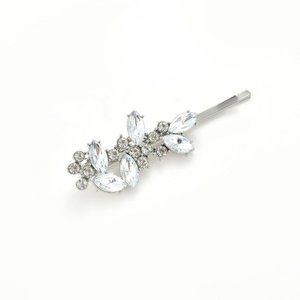 Set of Two Silver Bridal Marquise Cut Gemstone Hair Pins